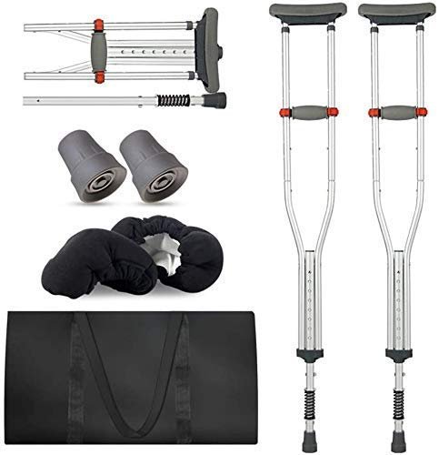 SilteD Canes Underarm Crutches, Double-Folding, Adjustable, Open Cuffs, Lightweight Aluminum, Forearm Support Cushioning System with a Spring