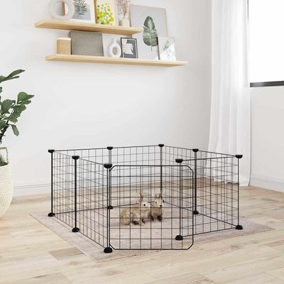 prissent Pet Playpen, 8 Panels with Door, Black, 35 x 35 cm, Steel