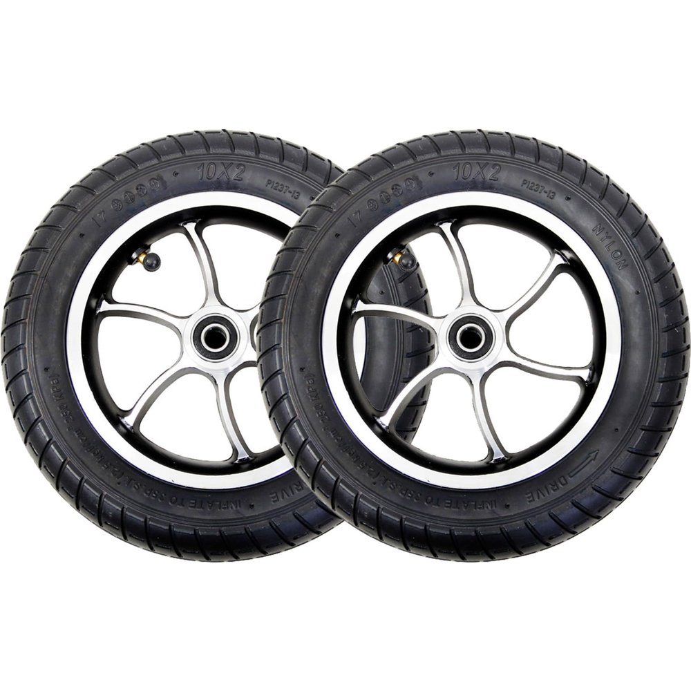 SOYDAN 10-Inch Wheelchair Front Wheel, Inflatable Rubber Replacement Tire, Aluminum Alloy Hub, Black