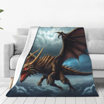 Flying Dragon Print Flannel Fleece Throw Blanket, Soft Lightweight Plush Blanket, 152.4 x 127 cm