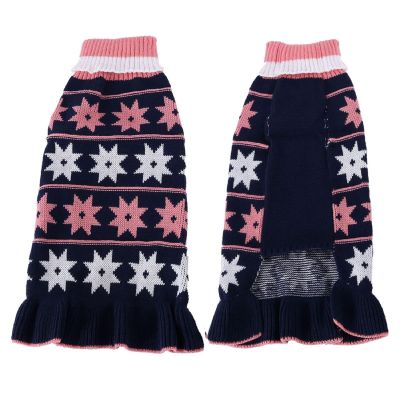Halloween Turtleneck Knit Sweater Dress for Dogs, Navy, S