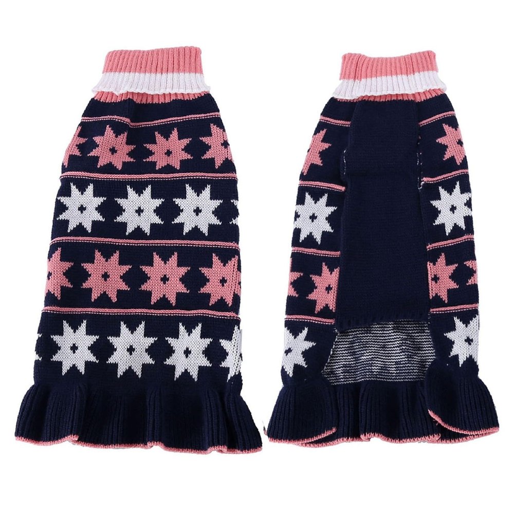 Halloween Turtleneck Knit Sweater Dress for Dogs, Navy, S