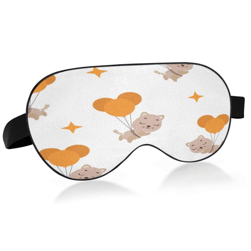 Sleep Mask with Balloon Raccoon Motif, Lightweight, Soft, Breathable, Adjustable Strap