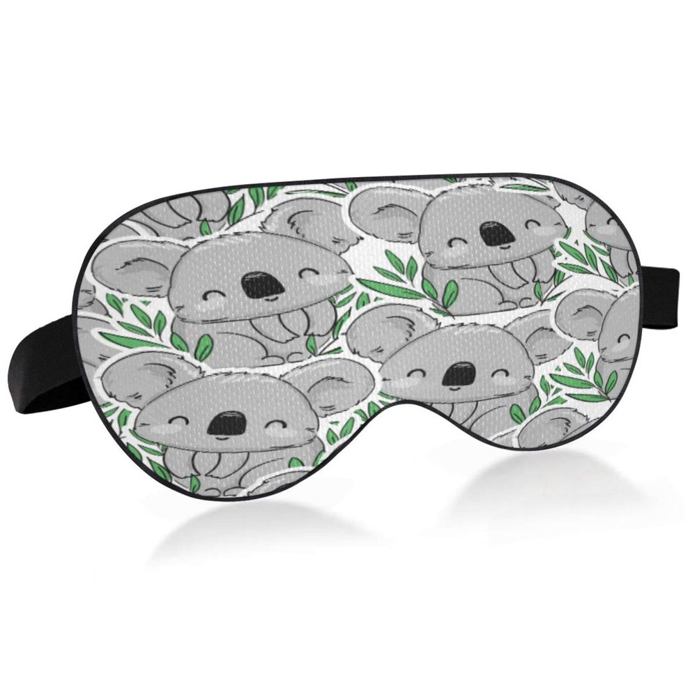 Koala and Leaf Pattern Sleep Mask with Adjustable Strap