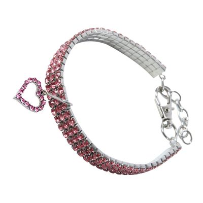 FRCOLOR Heart Pattern Adjustable Crystal Pet Collar