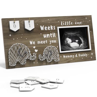 EURSET Baby Sonogram Picture Frame, Countdown Weeks, Standard Photo, 4 x 3 in, Pregnancy Announcement and Baby Shower Gift