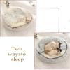 WTZHHK Plush Dog Cave & Cat Bed, Anti-Anxiety Indoor Round Pet Bed with Waterproof Base, Gray, 25.5 in (65 cm) view 3