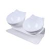 15° Angled Double Food and Water Bowl for Cats and Small Dogs, White view 3