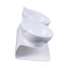 15° Angled Double Food and Water Bowl for Cats and Small Dogs, White view 4