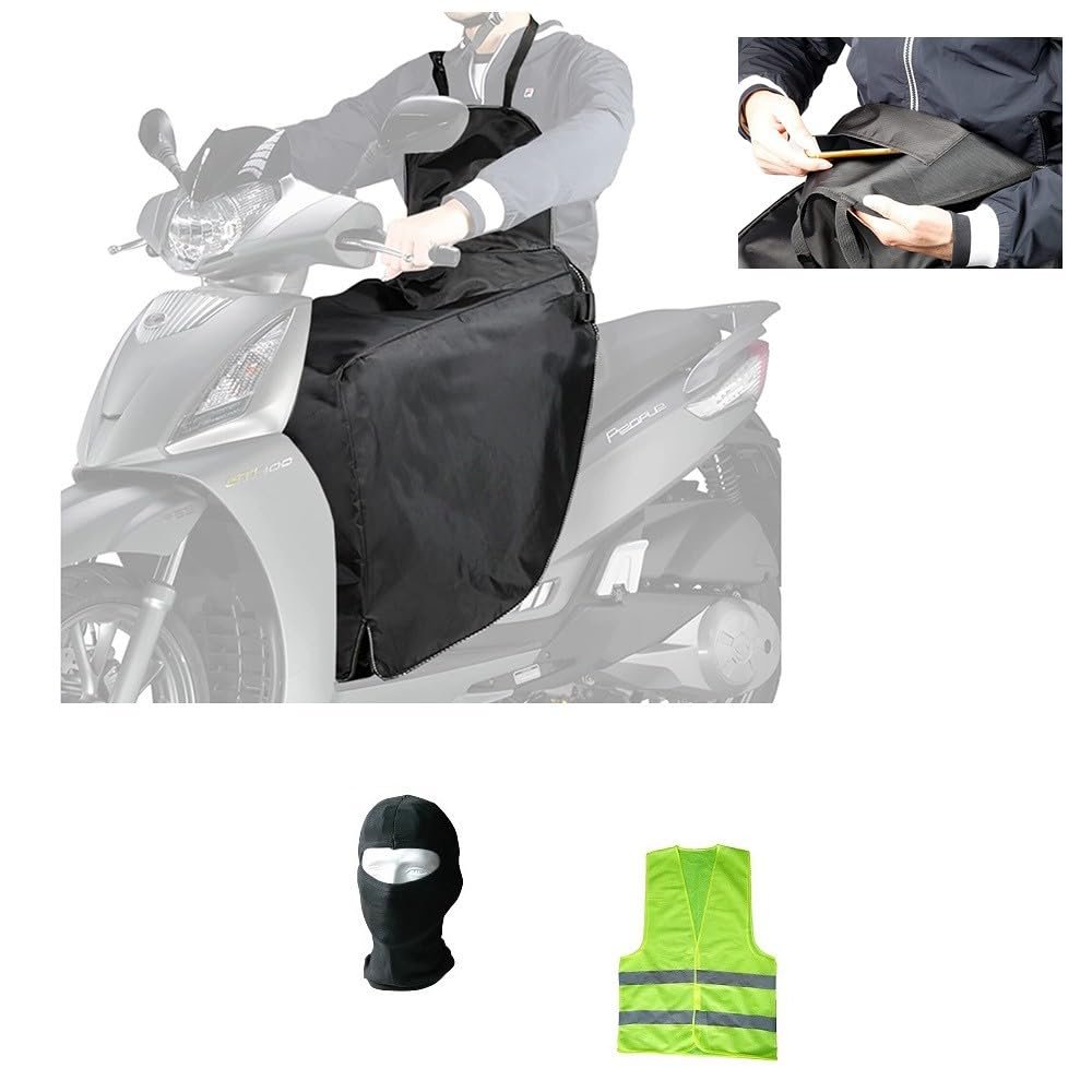 Compatible with Garelli Mosquito 125, Wearable Waterproof Scooter Thermal Leg Cover with Bib for Rain, Wind, and Cold
