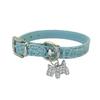 Newtensina PU Leather Crocodile Grain Dog Collar with Puppy Pendant view 1