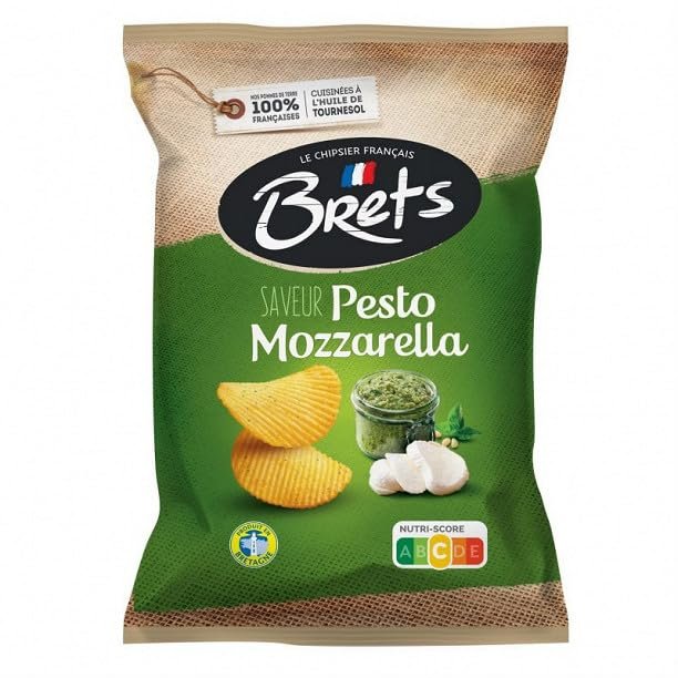 BRET'S Flavored Chips, Pesto Mozzarella, 125 g, 4-Pack