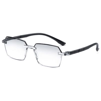 Lanomi 3-Pair Rimless Reading Glasses, Blue-Light Filter, Diamond-Cut, Gray Gradient Lens, +2.5