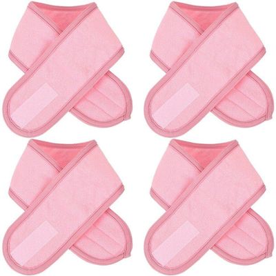 4-Piece Spa Facial Headbands, Adjustable Towel Wraps for Washing, Showering, Makeup, Sports and Yoga