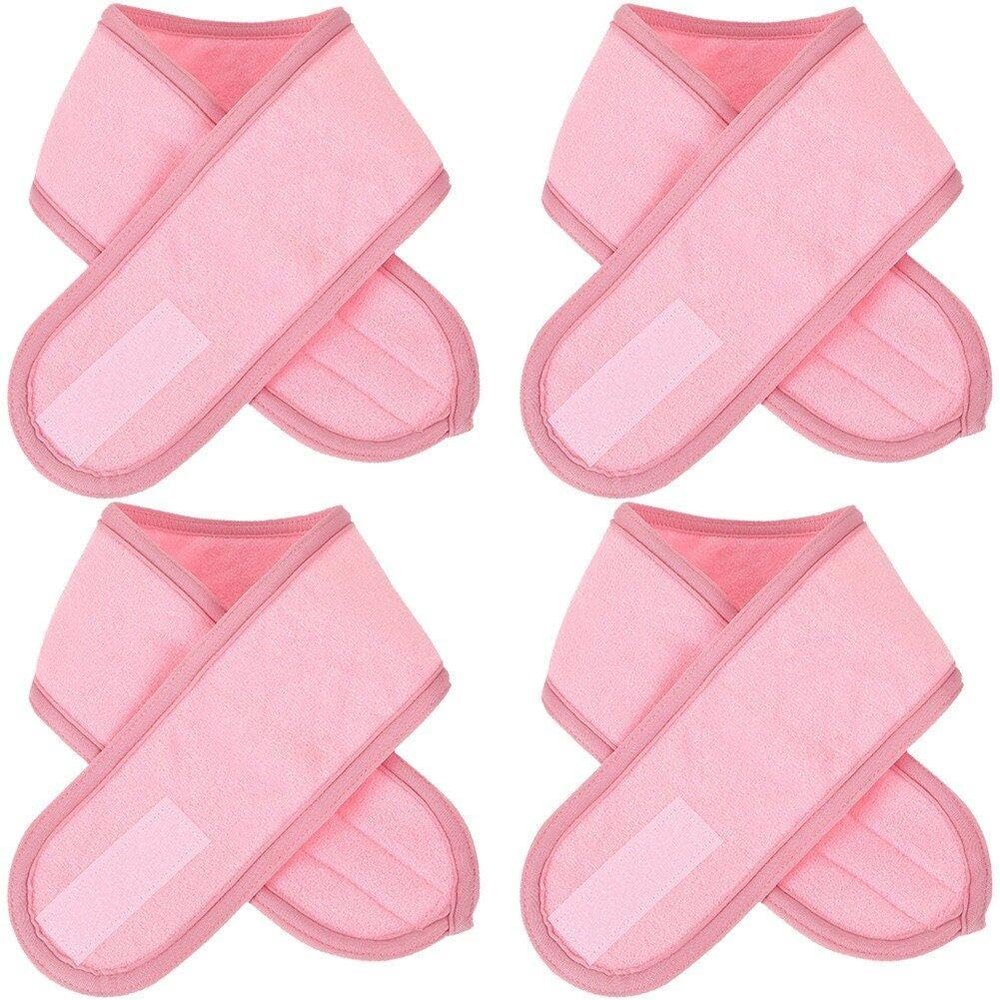 4-Piece Spa Facial Headbands, Adjustable Towel Wraps for Washing, Showering, Makeup, Sports and Yoga