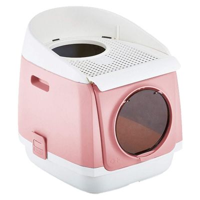 Fully Enclosed Anti-Splash Cat Litter Box with Open Compartment