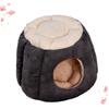 minkissy Round Dog House in PP Cotton and Plush, Warm Pet Bed for Dogs and Cats, Black view 1