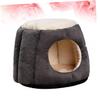 minkissy Round Dog House in PP Cotton and Plush, Warm Pet Bed for Dogs and Cats, Black view 2