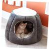 minkissy Round Dog House in PP Cotton and Plush, Warm Pet Bed for Dogs and Cats, Black view 3