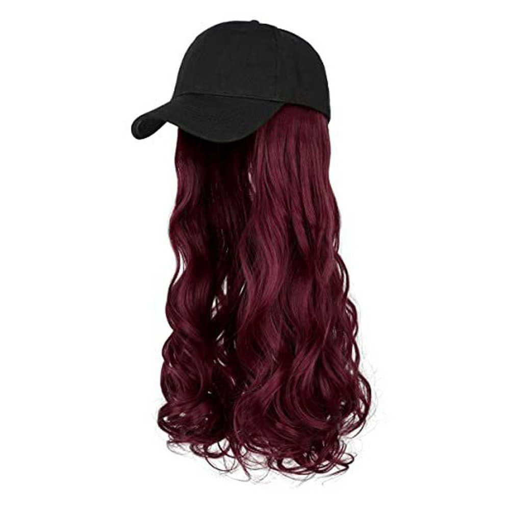 Women's Baseball Cap Wig with Long Curly Hair
