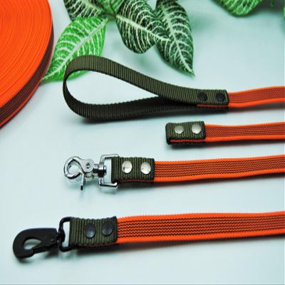 Duo Leash, Rubberized/Nylon, 12 m, Orange/Olive, Training and Tracking Leash