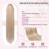 REECHO 28-Inch Long Straight Drawstring Ponytail Extension, Synthetic Hairpiece for Women, Dark Blonde with Highlights view 2