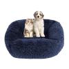 Lukery Round Plush Donut Dog Bed & Cat Bed, Jewel Blue, 55 x 45 cm view 1
