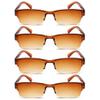 Lanomi Rectangular Tinted Reading Glasses, UV Protection, Half-Frame, Brown, +1.5, 4-Pack view 1