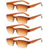 Lanomi Rectangular Tinted Reading Glasses, UV Protection, Half-Frame, Brown, +1.5, 4-Pack view 3