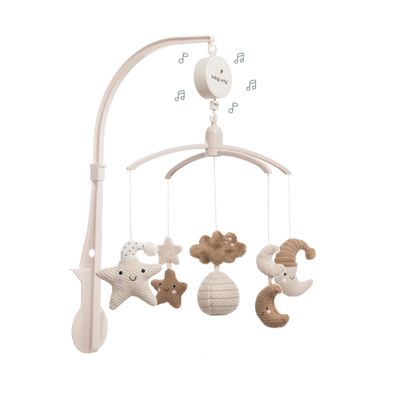 Baby's Only Baby Heaven Musical Mobile with Knitted Figures, Clay/Warm Linen