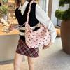 JUCHRZEY Women's Strawberry-Print Corduroy Shoulder Bag with Ruched Strap view 3