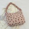 JUCHRZEY Women's Strawberry-Print Corduroy Shoulder Bag with Ruched Strap view 4