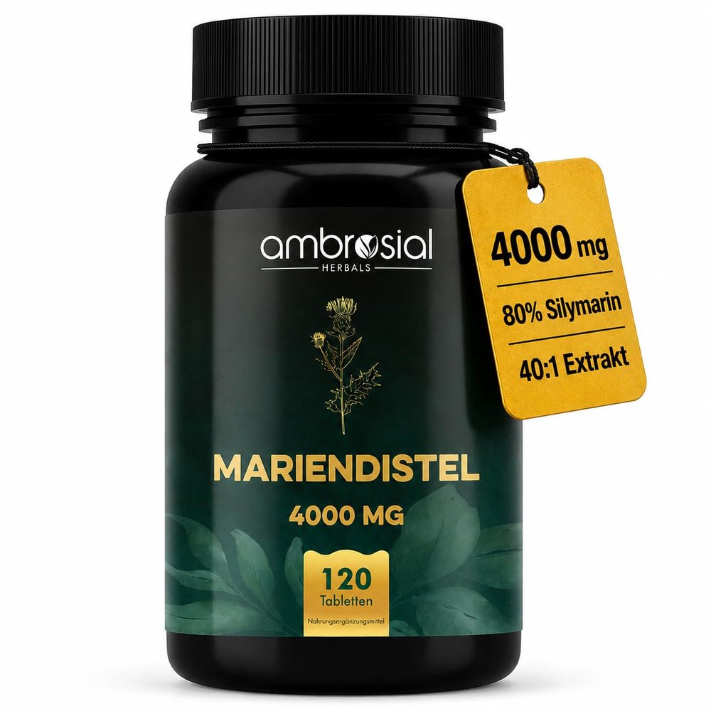 Ambrosial Milk Thistle 4,000 mg - 120 Vegan Tablets - 80% Silymarin - 40:1 Extract - 2-Month Supply - Alternative to Milk Thistle Capsules - Gluten-Free & Lactose-Free