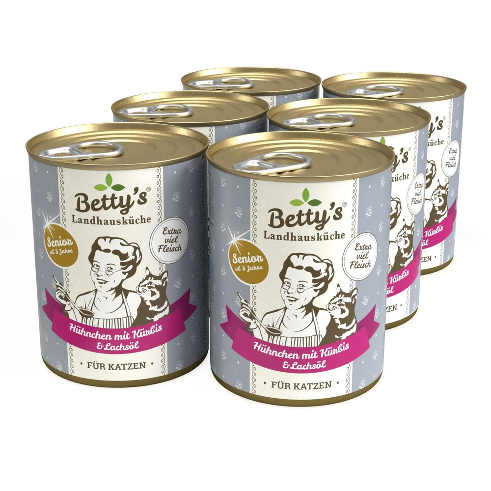 Betty's Country Kitchen Senior Cat Chicken with Pumpkin & Salmon Oil, 6 x 400 g