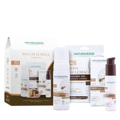 NATURAVERDE BIO Snail Slime Gift Set: Cleansing Mousse 150 ml + Face Serum 60 ml + Intensive Moisturizing Mask