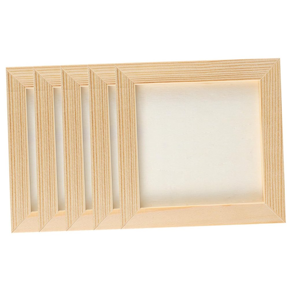 DIY Wooden Clay Craft Frames for Kids, 5-Piece Set, Khaki
