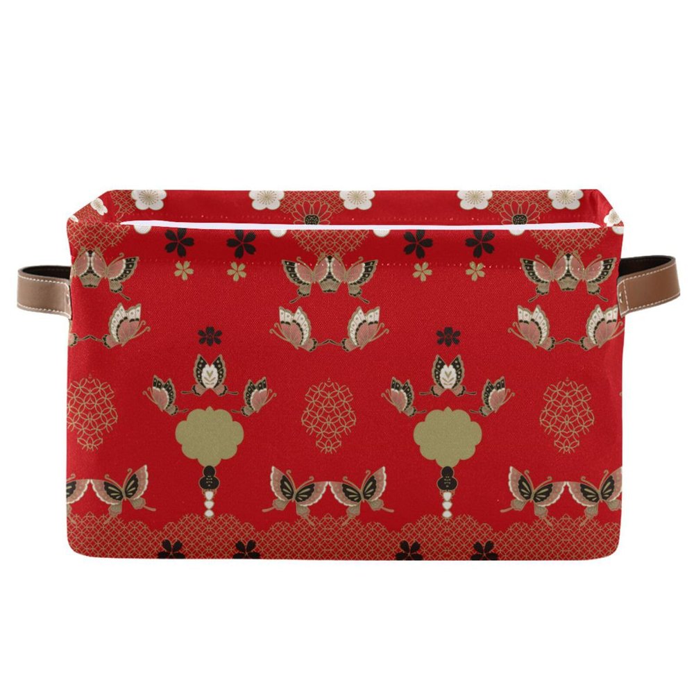 KAAVIYO Red Floral Butterfly Storage Box and Organizer