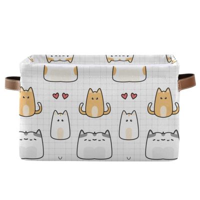 Plaid Kitten Storage Basket for Toys and Laundry