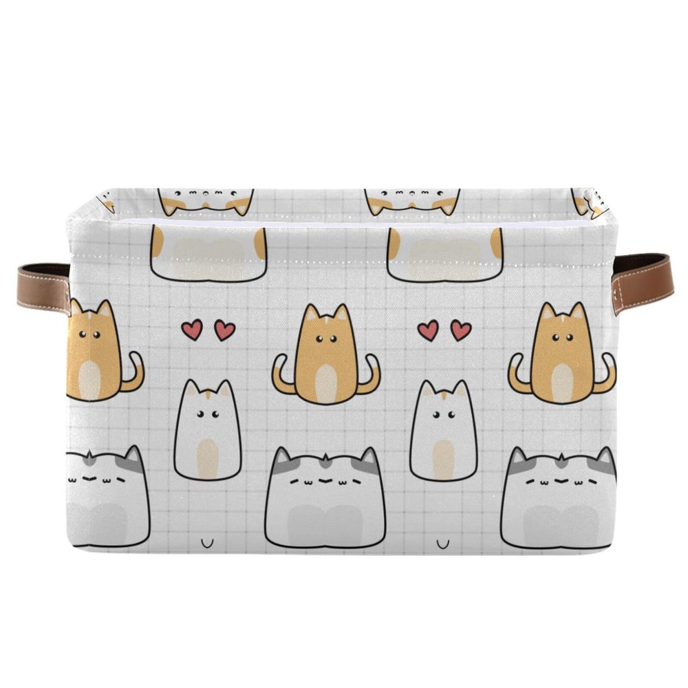 Plaid Kitten Storage Basket for Toys and Laundry