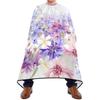 Hair Cutting Cape with Blue, Pink and Purple Cornflowers on White view 1