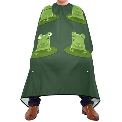 Haircut Cape with Funny Green Frogs on Green Background, Adjustable Salon Cape
