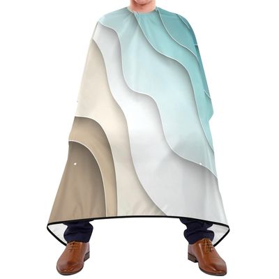 Summer Abstract Blue Teal Sea Waves and Brown Sand Waves Haircut Cape