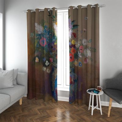 PARREN Flower Bouquet 1905 Print Colorful Blackout Curtains, Odilon Redon Style, Extra-Wide Thermal Curtains for Winter Bedroom Decor, 200 x 210 cm