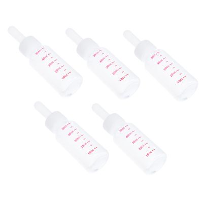 5-Pack Pet Feeding Bottles with Nipples, 50 mL, Silicone and PP