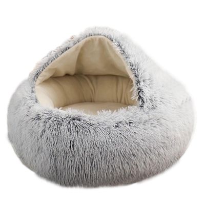Plush Cat Cave Bed with Removable Cushion