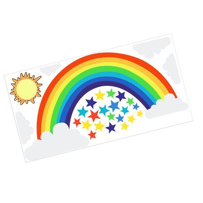 ibasenice 2-Piece Sun Wall Decals with Rainbow and Star