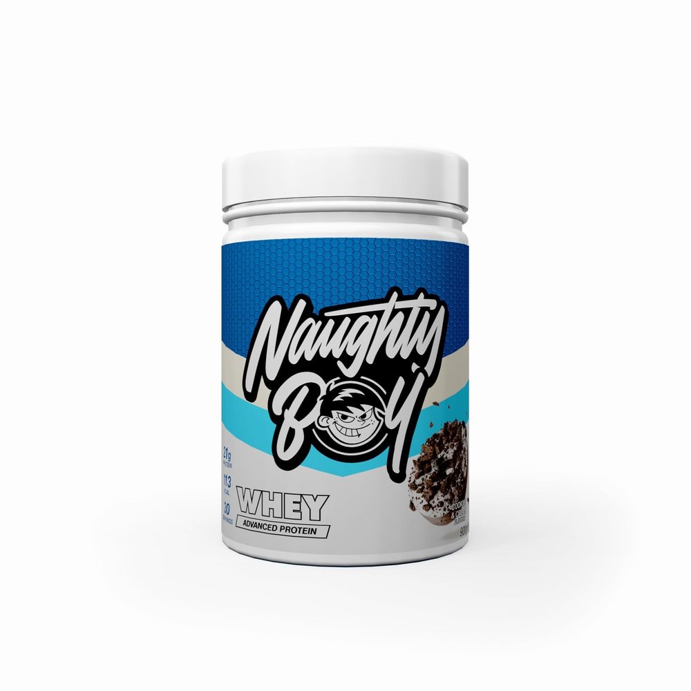 Naughty Boy Advanced 100% Whey Protein Powder | Low Sugar | Cookies & Cream, 900 g