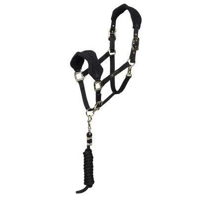 ARMA - Horse Halter and Lead Rope Set, Fleece (Full) (Black)
