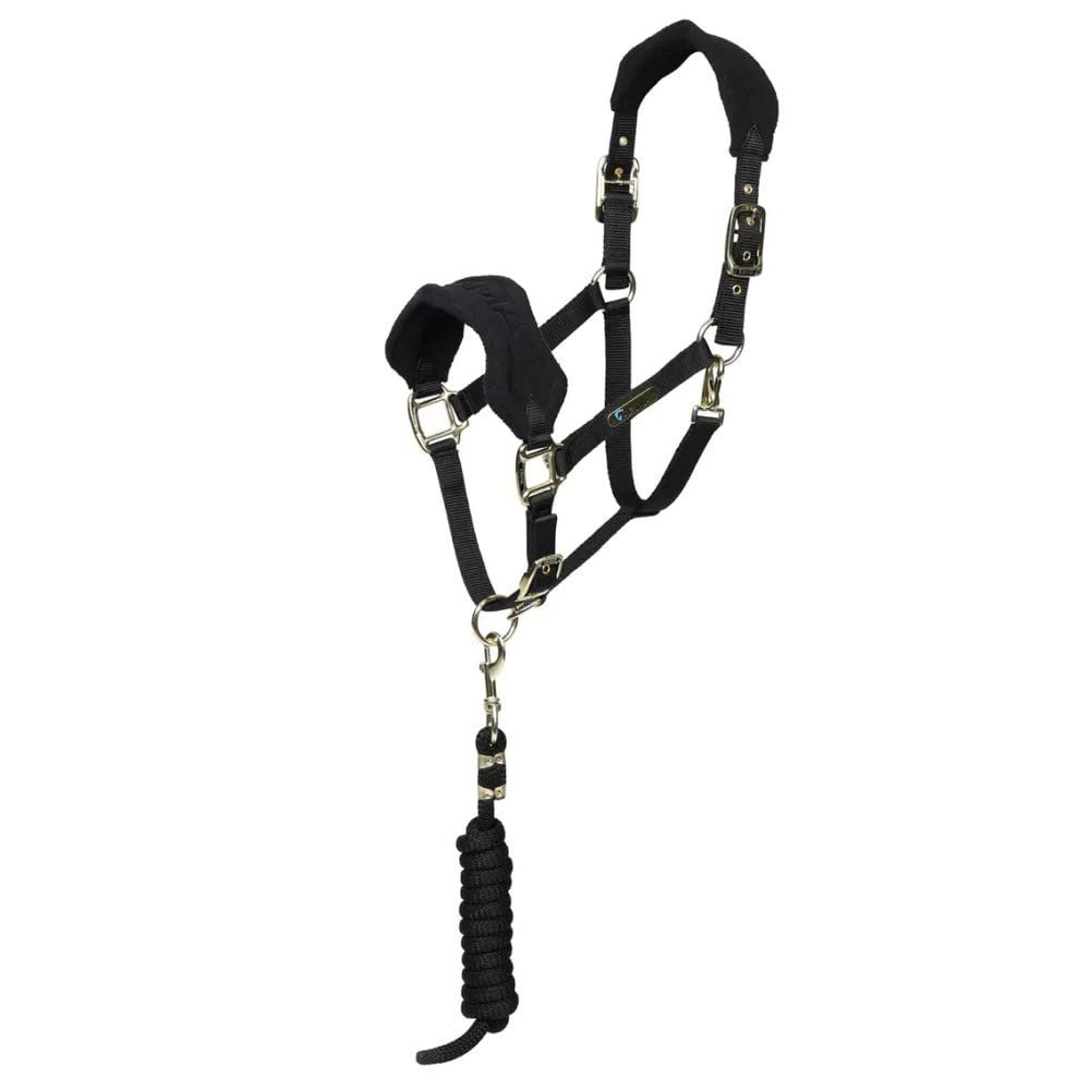 ARMA - Horse Halter and Lead Rope Set, Fleece (Full) (Black)