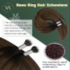 Ugeat Remy Human Hair Nano Ring Extensions, Dark Brown to Medium Brown Ombre, Straight, 40 cm, 50 g, 50 Strands, 2/6/2 view 3